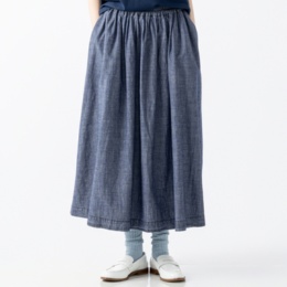 McGREGOR CLASSIC 麻混デニムリラックスギャザースカート