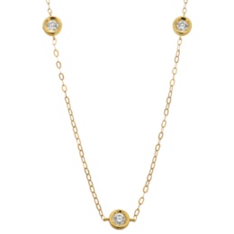 18KYG ダイヤモンド ステーションネックレス