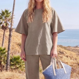 Provador風通る UVストレッチ麻調機能性プルオーバー