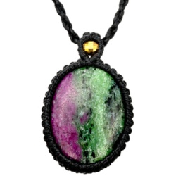 ルビーインゾイサイト 18KYG マクラメ編みネックレス 16ctUP