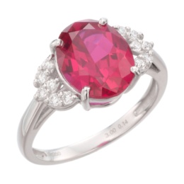 ヴェスパイオジュエリー ラボグロウンルビーPT950リング3.0ctUP