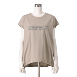 ANNECOQUINE裾ドロスト”RESPECT”ラインストーンTシャツ