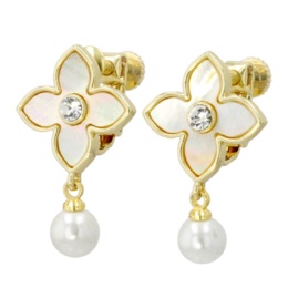 JN シェル&シェルパール ブランフラワー イヤリング/ピアス