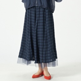 Remite シアーチェックパネルスカート