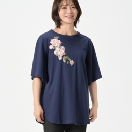 BLUE POOL ROAD シルケットスムースフラワーコサージュトップス