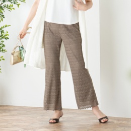 Coeur sucre 透かし編みレースレイヤードパンツ