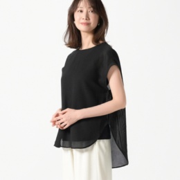 CARRIERE サイドスリットメッシュフレンチスリーブプルオーバー