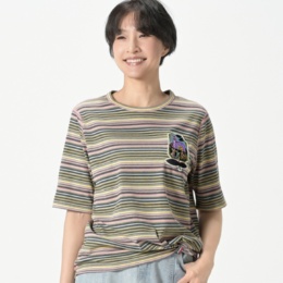 PERSONS マルチカラーボーダーテレコTシャツ