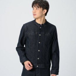 Lucca バンドカラーストレッチデニムジャケット