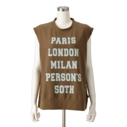 PERSONS ロゴプリントワッフルノースリーブTシャツ