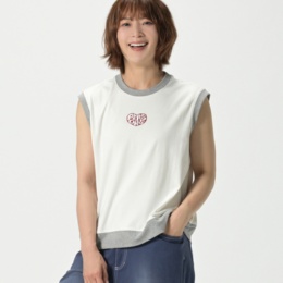 PERSONS ハート刺繍ノースリーブTシャツ