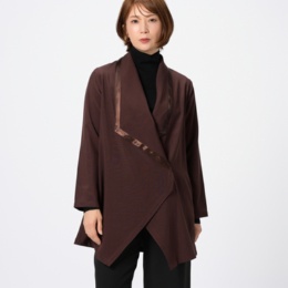 BOUTIQUE JUNKO ワイドカラー異素材トリミングジャケット