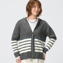 day to day ロゴ入りボーダーニットカーディガン