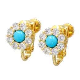 スリーピングビューティートルコ石&CZ イヤリング/ピアス[レリア]