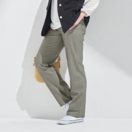  BOBSON ストレッチニットデニム調ストレートパンツ ネット限定