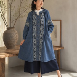 myM 刺繍デニムジャケットワンピース