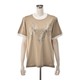 FEE CERISE スパンコールレインドロップ柄半袖Tシャツ