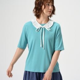 PERSONS レース付け衿Tシャツ