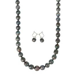 黒蝶真珠グラデーションネックレス&イヤリング/ピアス