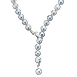 ナチュラルブルーアコヤ真珠 バロックシェイプYラインネックレス 8mm