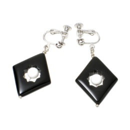ブラック&ホワイトカルセドニー イヤリング/ピアス[フェリシア]