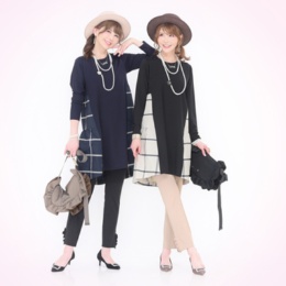 &LOVE 異素材チェックのバックティアードチュニックワンピ