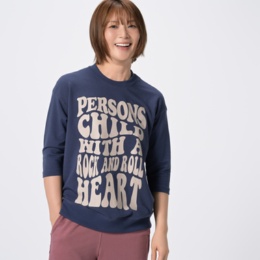  PERSONS ロゴプリント七分袖スウェットトップス