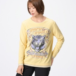  PERSONS タイガープリント&ラインストーンTシャツ
