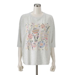 PERSONS バード&フラワー刺繍Tシャツ