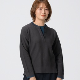 PCD フェイクレイヤードのクルーネックニットプルオーバー