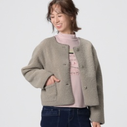 MINHA KILAKILA ノーカラーリバーシブルボアジャケット