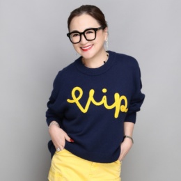 ANNE COQUINE 刺繍ウールカシミヤMIXニットプルオーバー