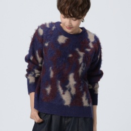 falsetto ぼかし柄シャギータッチニットプルオーバー