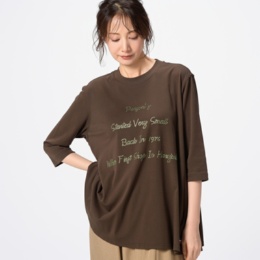 PERSONS 七分袖フライスフレアーTシャツ