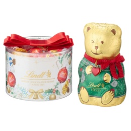 リンドール クリスマス リボンボックス14個入&テディ セット