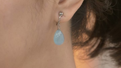 オードアッシュK18 ＷＧ✨デザインピアス 大きいアクアマリンＱＶＣ 大