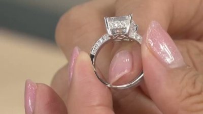 DIAMONIQUE SS プリンセスカットリング 計2.86ct ダイヤモニーク