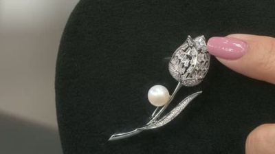 JinkaNezu 淡水パール&CZ チューリップブローチ ジンカネヅ（JinkaNezu 