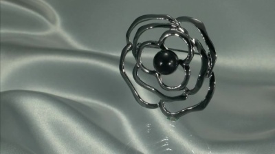 ジェット10mm珠透かしフラワーブローチ - QVC.jp