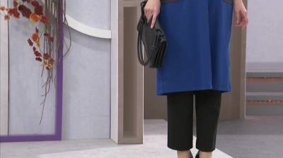 PCD タートルニットのポケットカラートリミングモダンワンピース