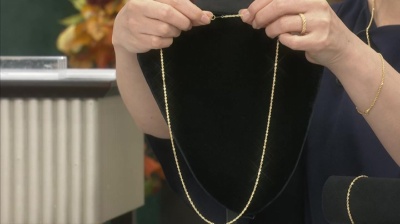 ★【新品未使用品】マエストロ18Kチェーンネックレス　QVCジャパン　15-1★ マエストロ 18KYG ホローシャイニーロープチェーンネックレス ゴールド