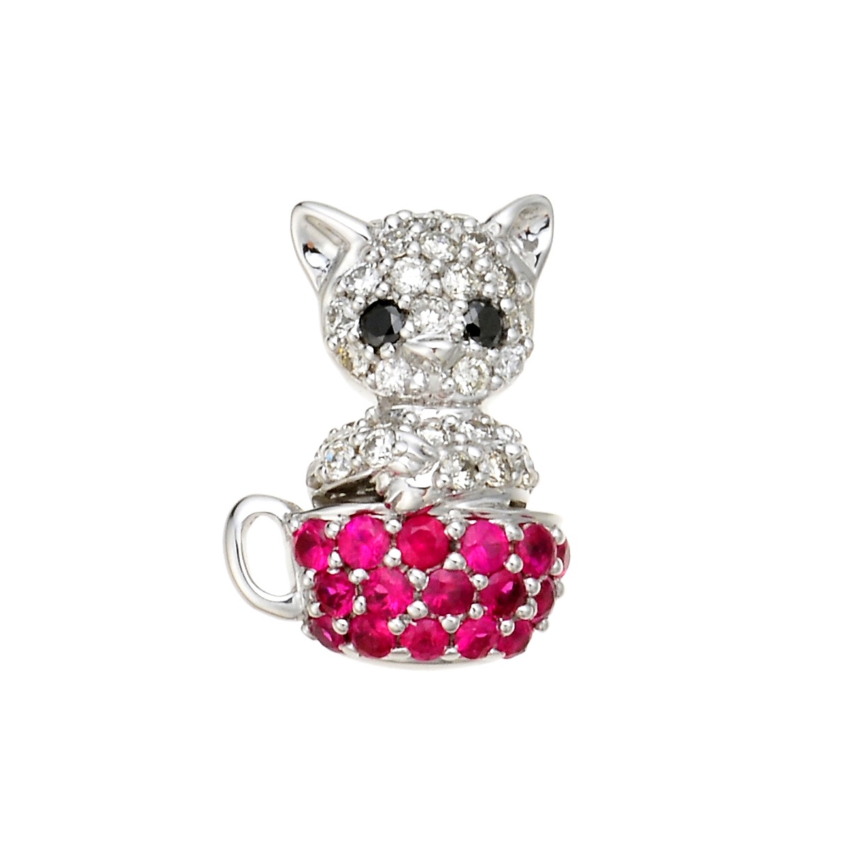18k Wg アニマル ペンダントヘッド ティーカップネコ No Qvc Jp