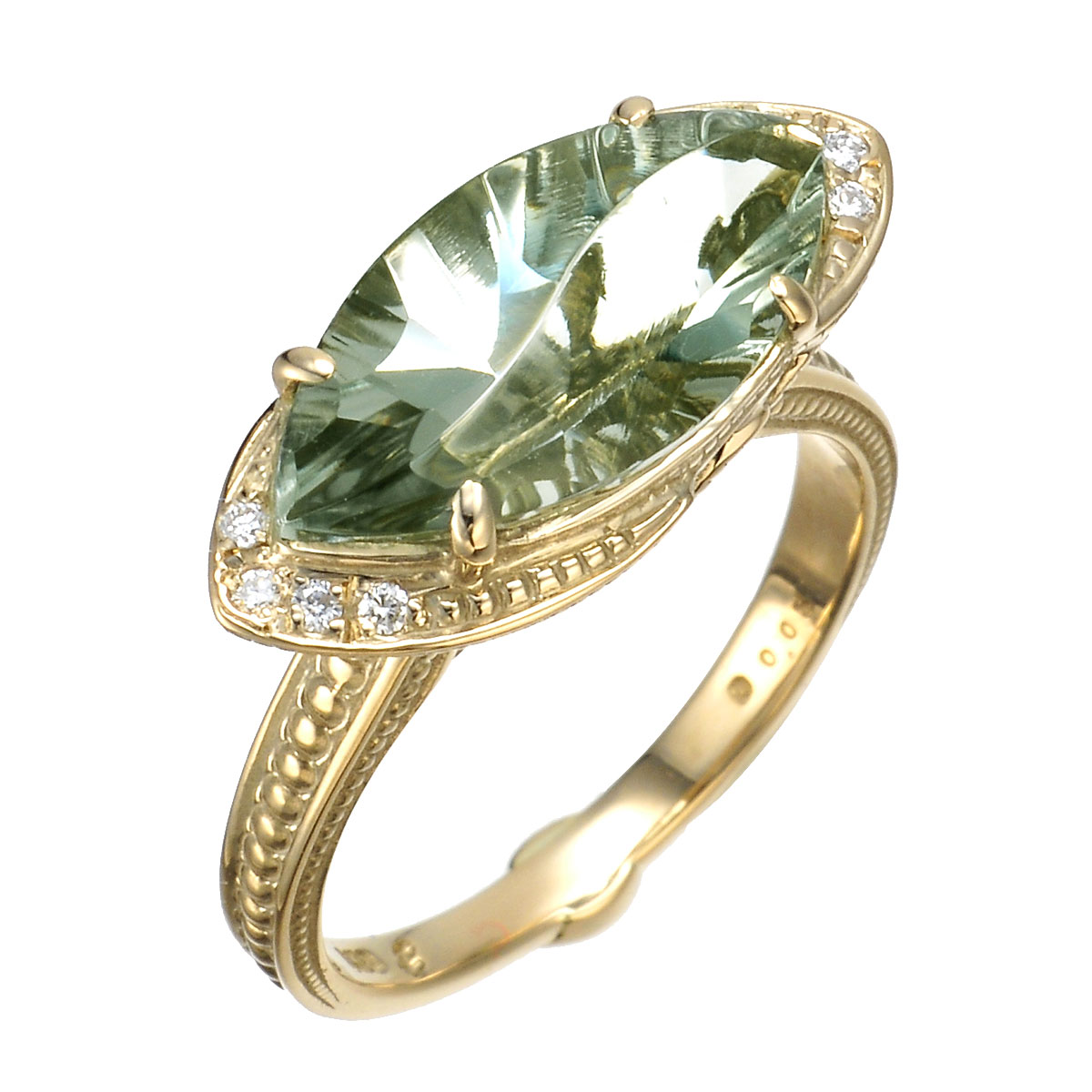 18k Cg グリーンクォーツ デザインリング グリーンドロップ ジュ ステラ Je Stella No Qvc Jp