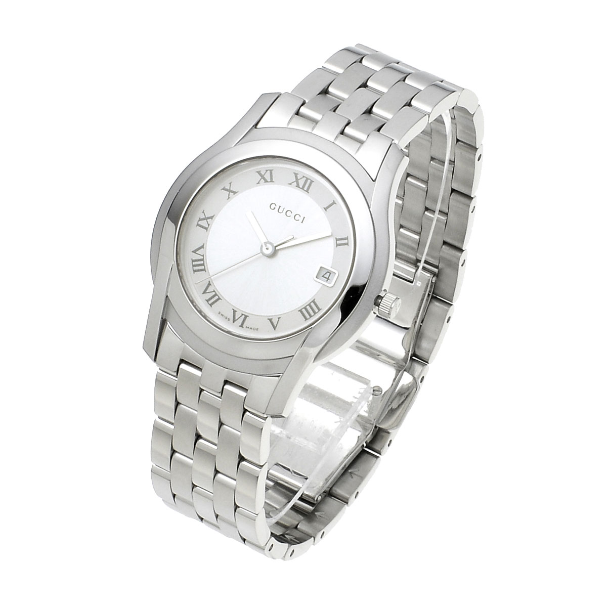 ☆【超レア美品】グッチ5500Lコンビホワイトパールフェイス腕時計(稼働品)-