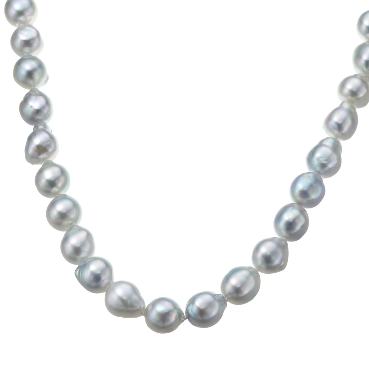 アコヤ真珠ナチュラルカラー 8mm珠 オールノット ロングネックレス 