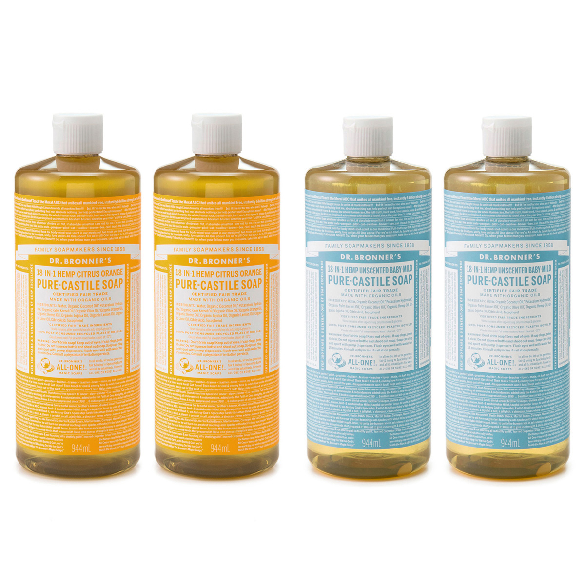 マジックソープ 944ml 香りが選べる2セット 計4本 Dr Bronner ドクターブロナー マジックソープ No 6185 Qvc Jp