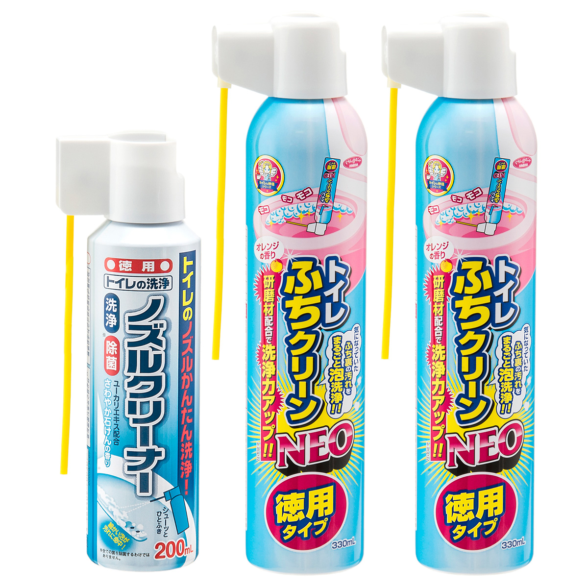 泡で洗浄！トイレふちクリーン2本＋ノズルクリーナーセット - QVC.jp