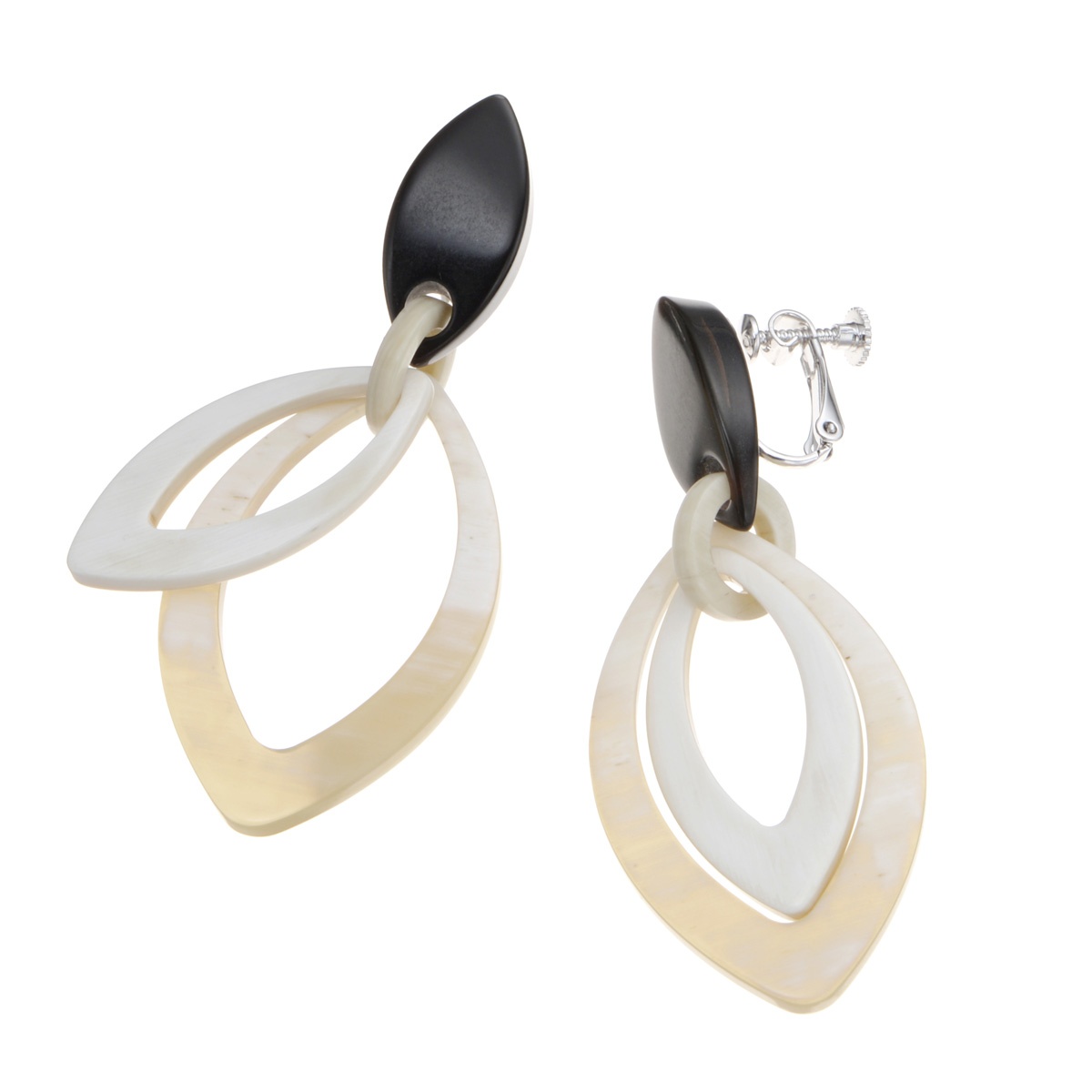 ルコルノ ツートーン デザイン イヤリング ピアス No Qvc Jp