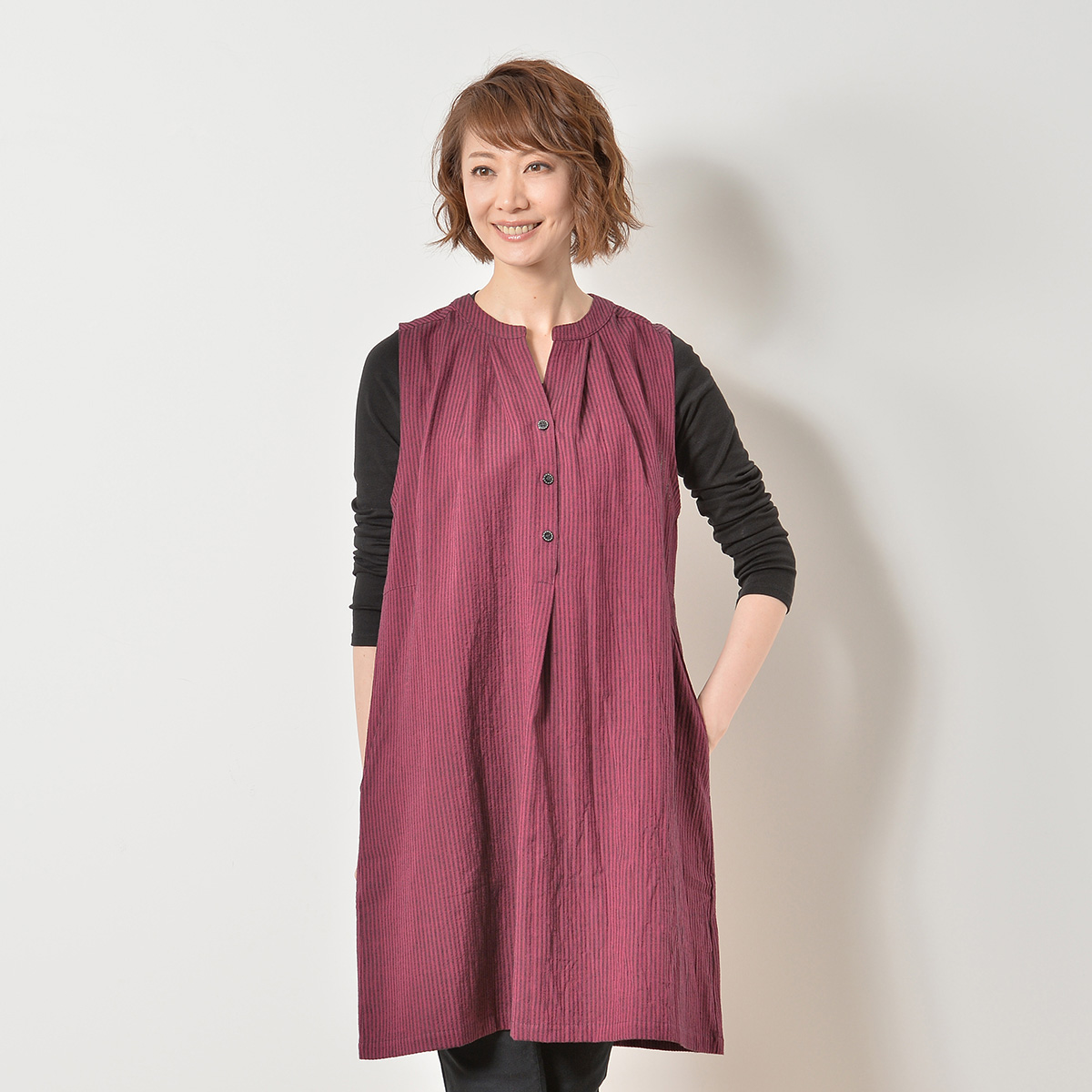 癒しの工房 久留米織ノースリーブチュニック 癒しの工房 No Qvc Jp