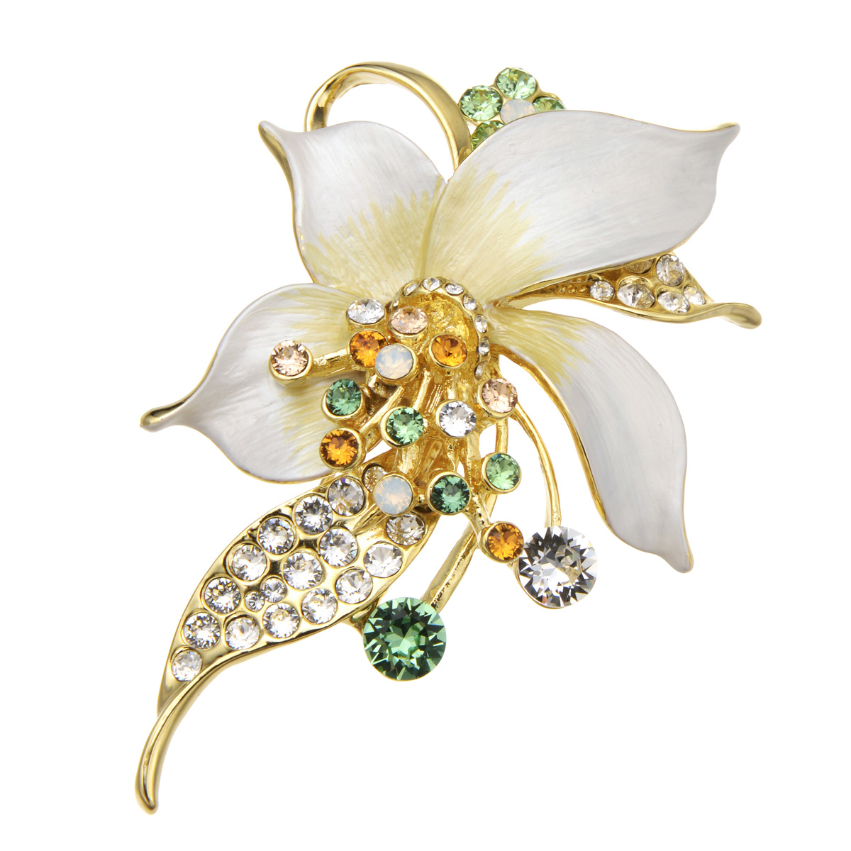 Jn クリスタルガラス エレガントフラワー ブローチ ジンカネヅ Jinkanezu No Qvc Jp